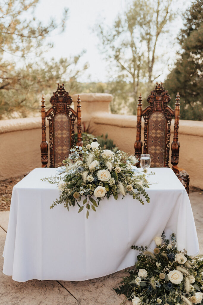 Outdoor wedding reception details at Villa Parker in Colorado
