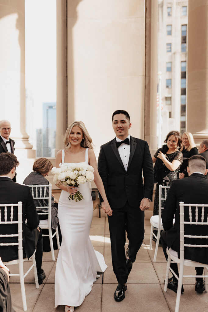Bride and groom recessional at The LondonHouse Chicago