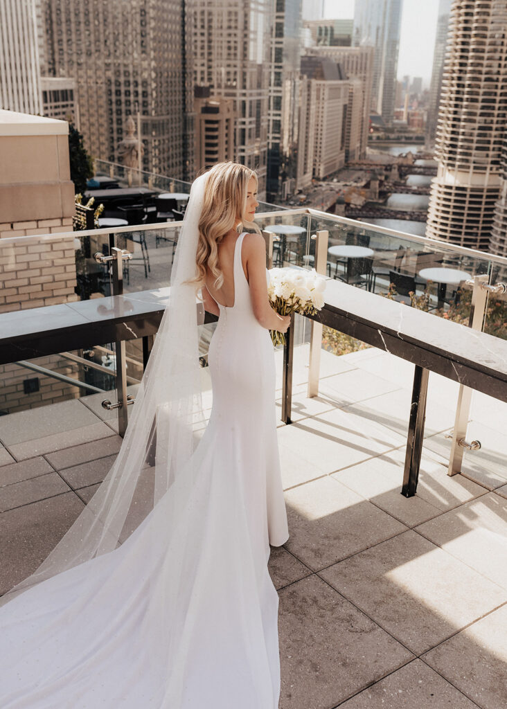 Bridal portrait atop The LondonHouse Chicago