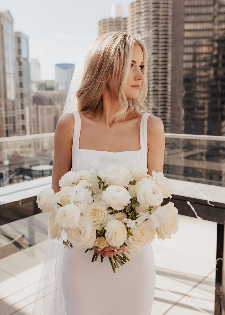 Bridal portrait atop The LondonHouse Chicago