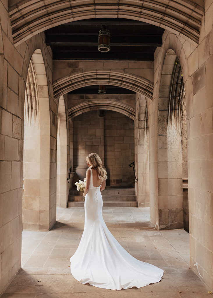 Bridal portrait at The Wrigley Building in Chicago, IL