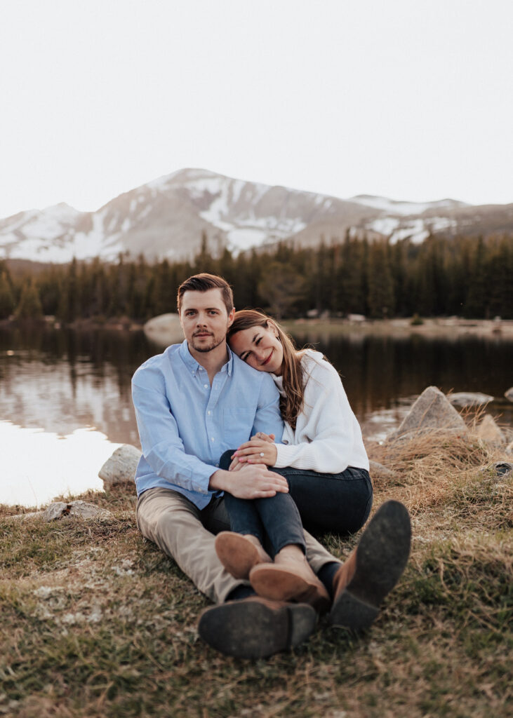 Playful engagement photography at Brainard Lake in Colorado