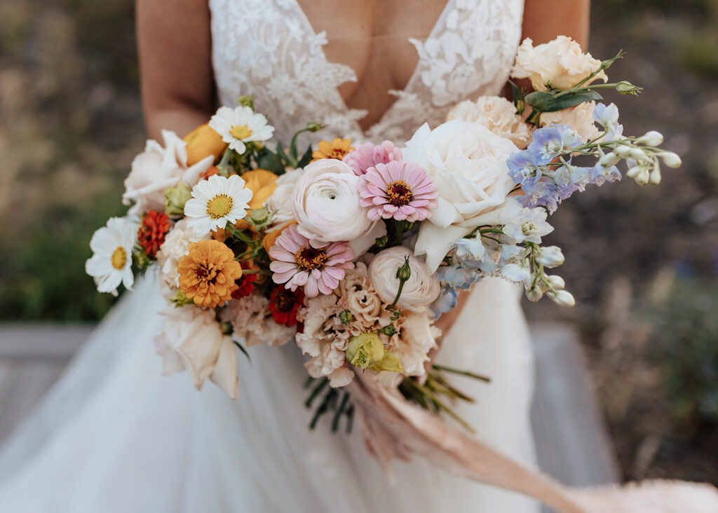 Colorful wedding bouquet at The Lofthouse in Colorado Springs, CO