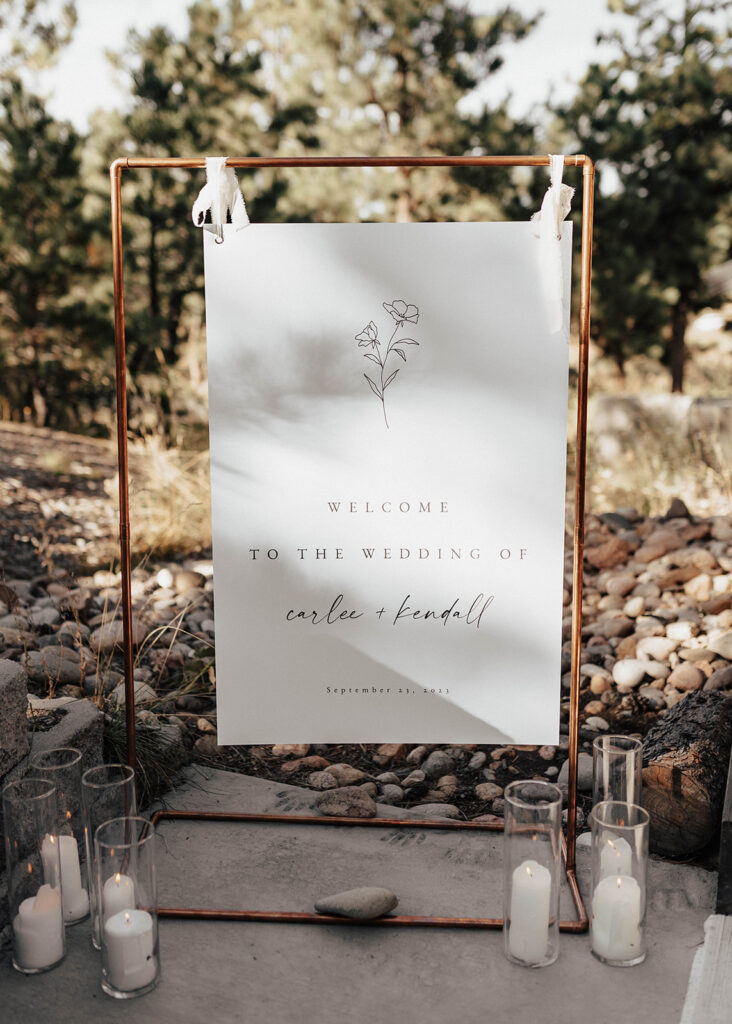 Wedding welcome sign at The Lofthouse in Colorado Springs