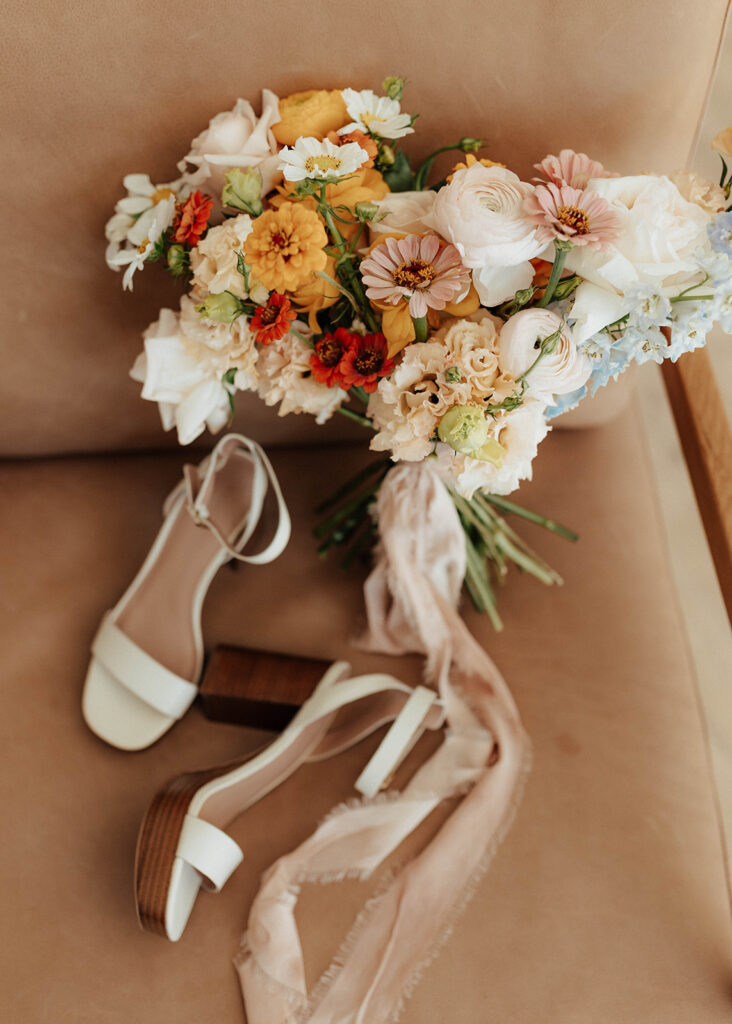 Colorful wedding flowers at The Lofthouse in Colorado Springs