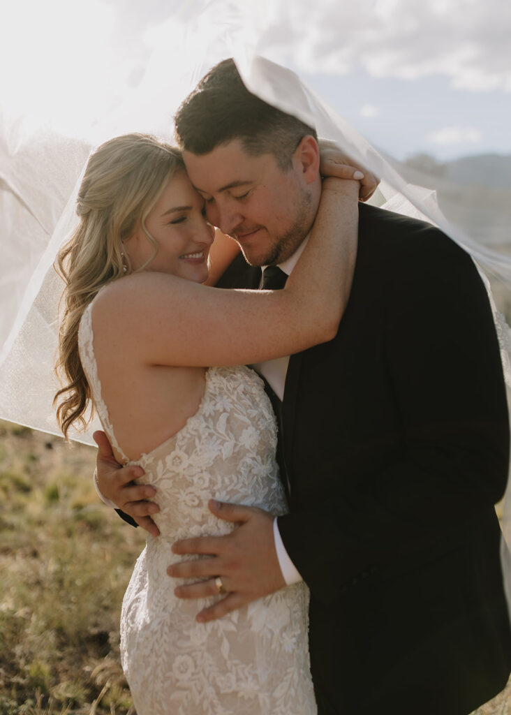 Bride and groom portraits at Black Canyon Inn in Estes Park, CO