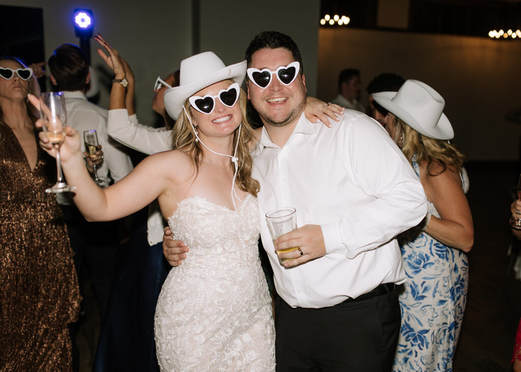 Bride and groom enjoying the dance floor at their wedding in Estes Park, CO