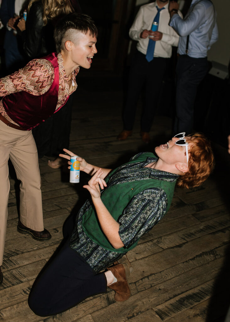 Guests dancing during reception at Black Canyon Inn in Estes Park, CO