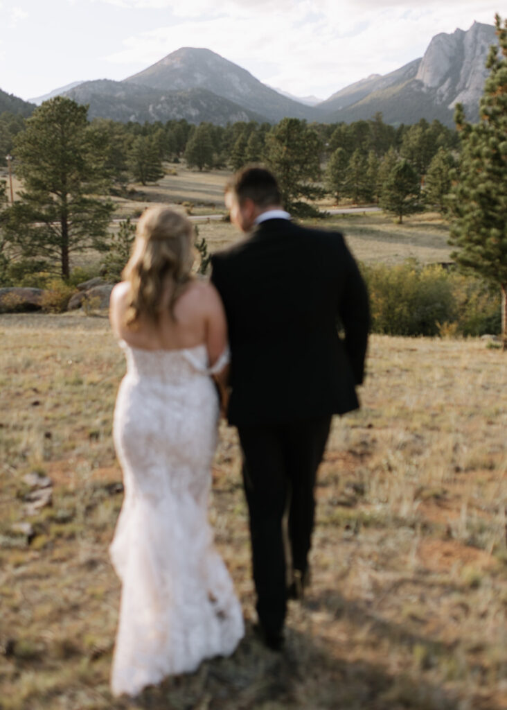 Bride and groom portraits at Black Canyon Inn in Estes Park, CO