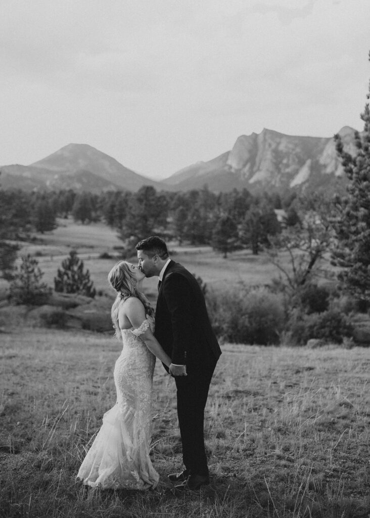 Bride and groom portraits at Black Canyon Inn in Estes Park, CO