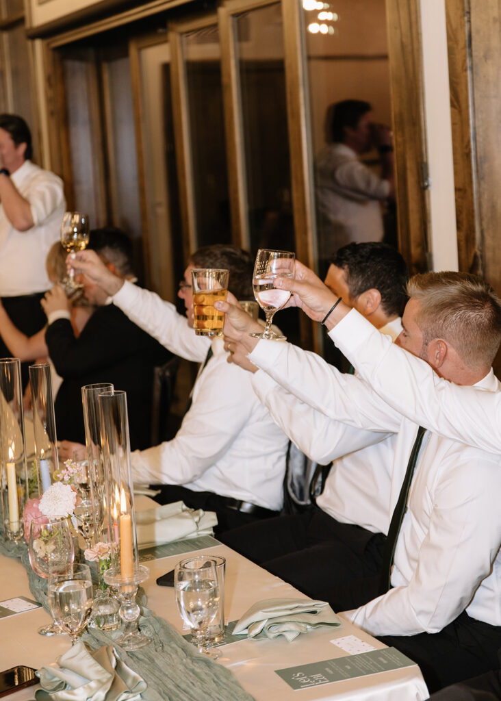 Guests reactions to speeches during wedding at Black Canyon Inn