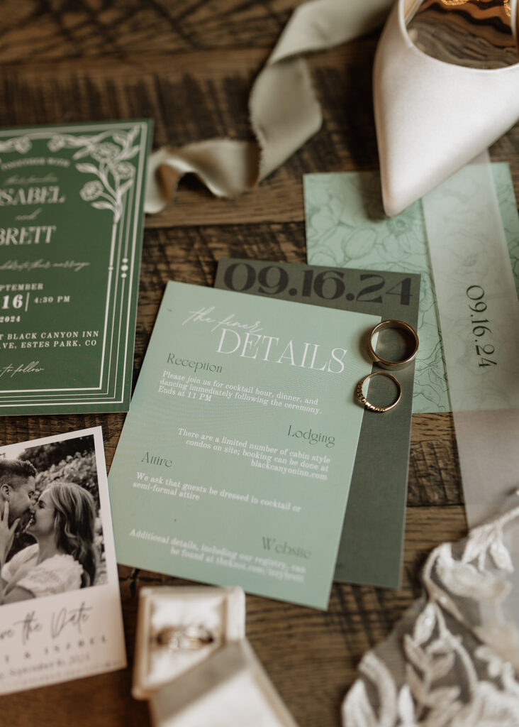 Wedding details at Black Canyon Inn in Estes Park, CO
