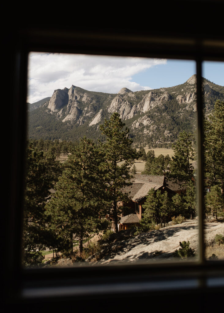 View of the Rocky Mountains from The Boulders at Black Canyon Inn in Estes Park, CO
